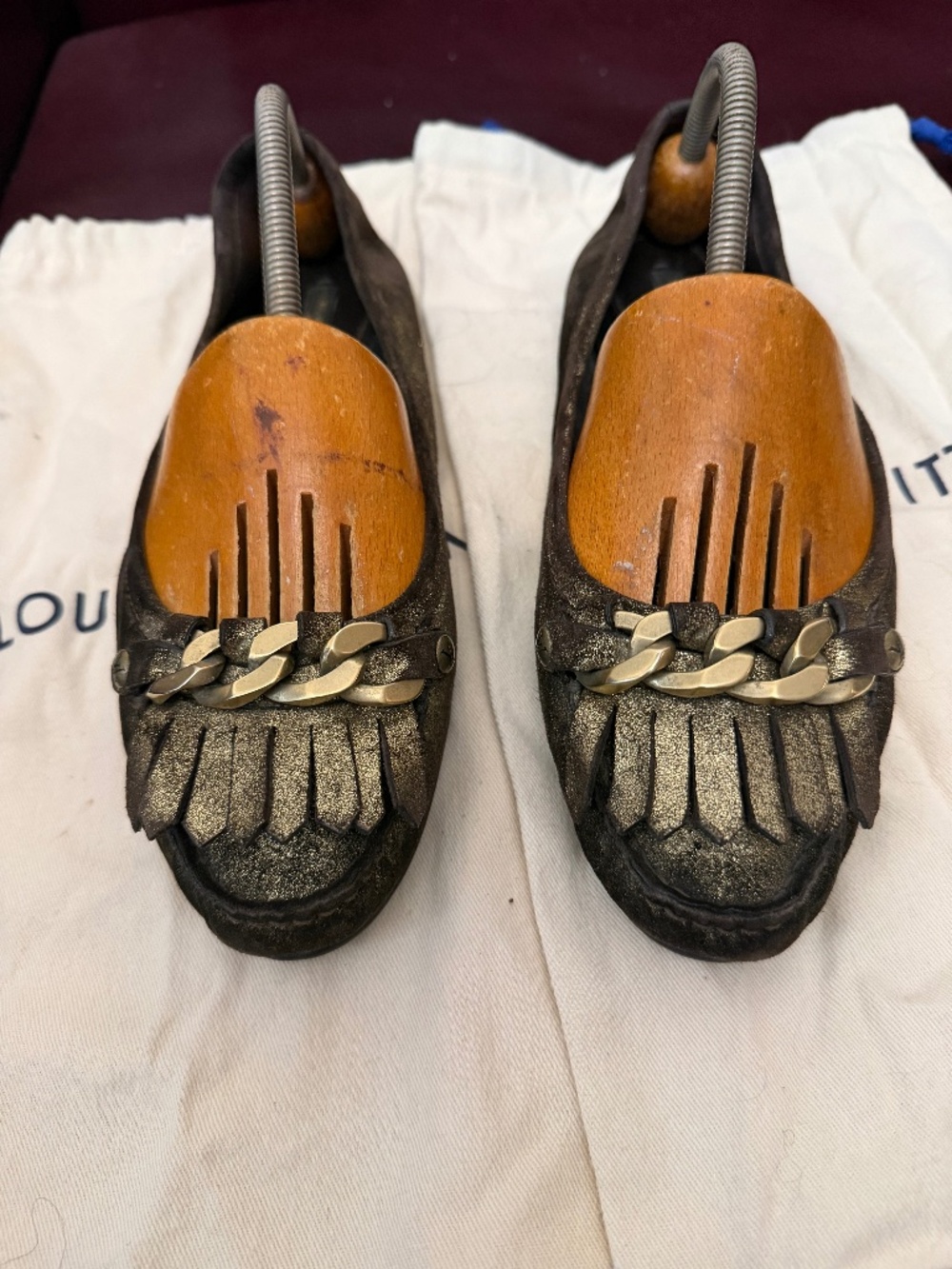 LV Suede metallic flats
